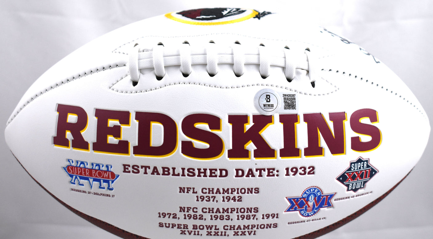 John Riggins Autographed Washington Logo Football - Beckett W Hologram *Black