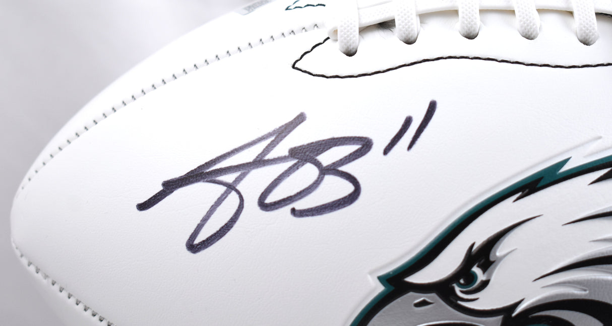 AJ Brown Autographed Philadelphia Eagles Logo Football-Beckett W Hologram *Black