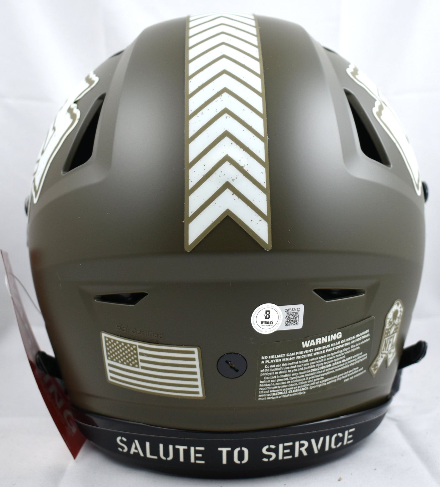 Travis Kelce Signed Chiefs F/S Salute SpeedFlex Helmet- Beckett W Holo *Smeared