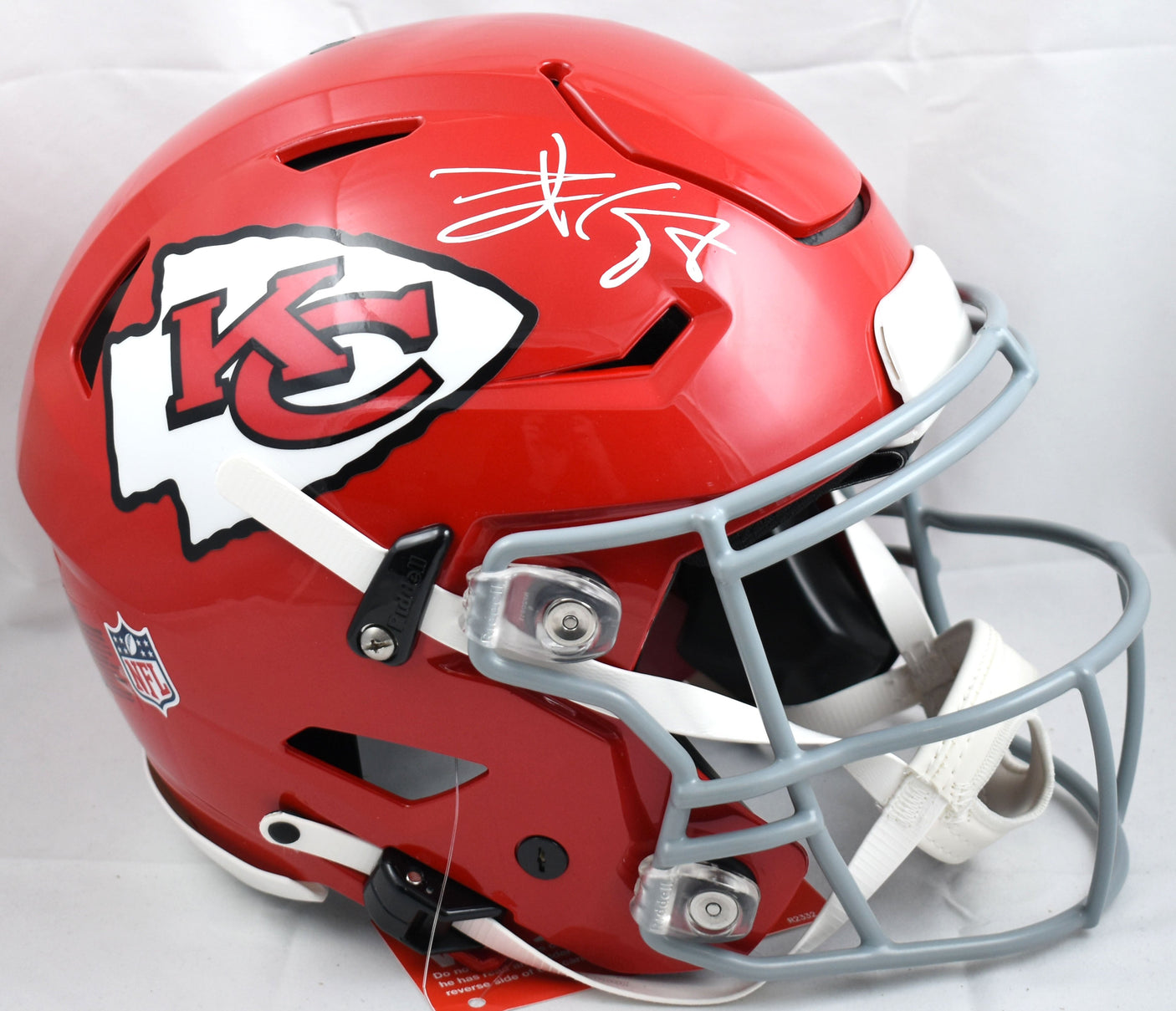 Travis Kelce Signed Chiefs F/S SpeedFlex Helmet Grey Mask - Beckett W Hologram