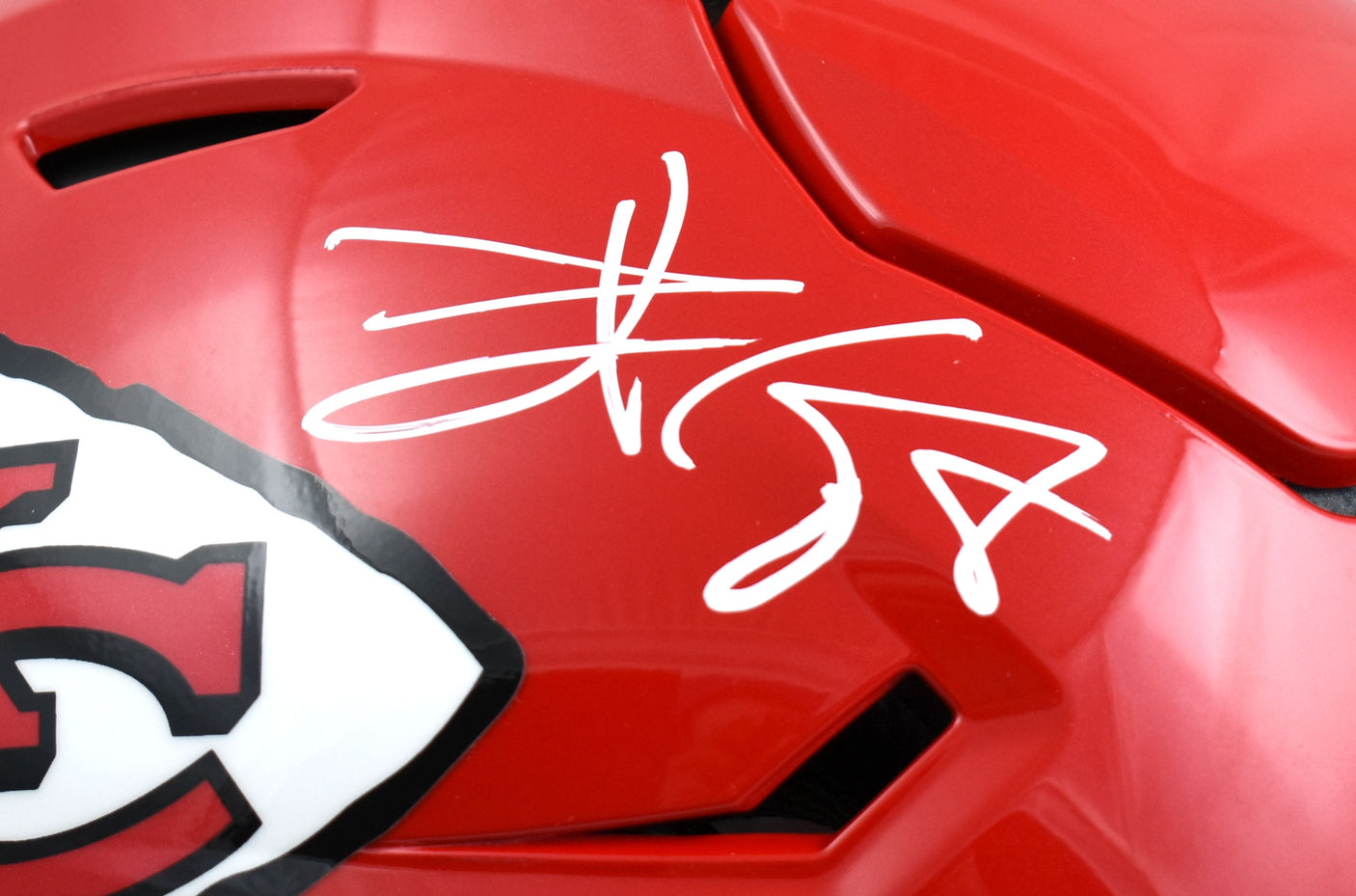 Travis Kelce Signed Chiefs F/S SpeedFlex Helmet Grey Mask - Beckett W Hologram