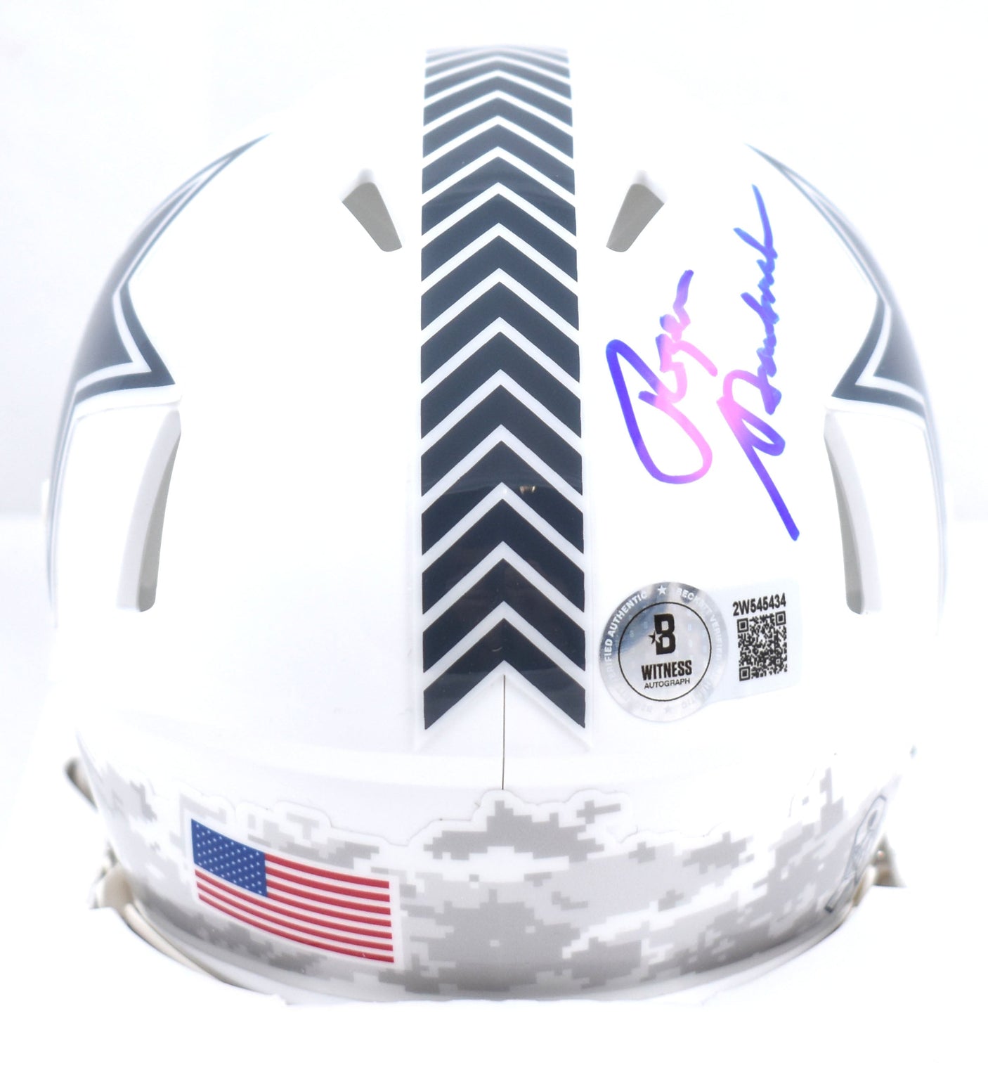 Roger Staubach Autographed Cowboys Salute 2024 Speed Mini Helmet- Beckett W Holo