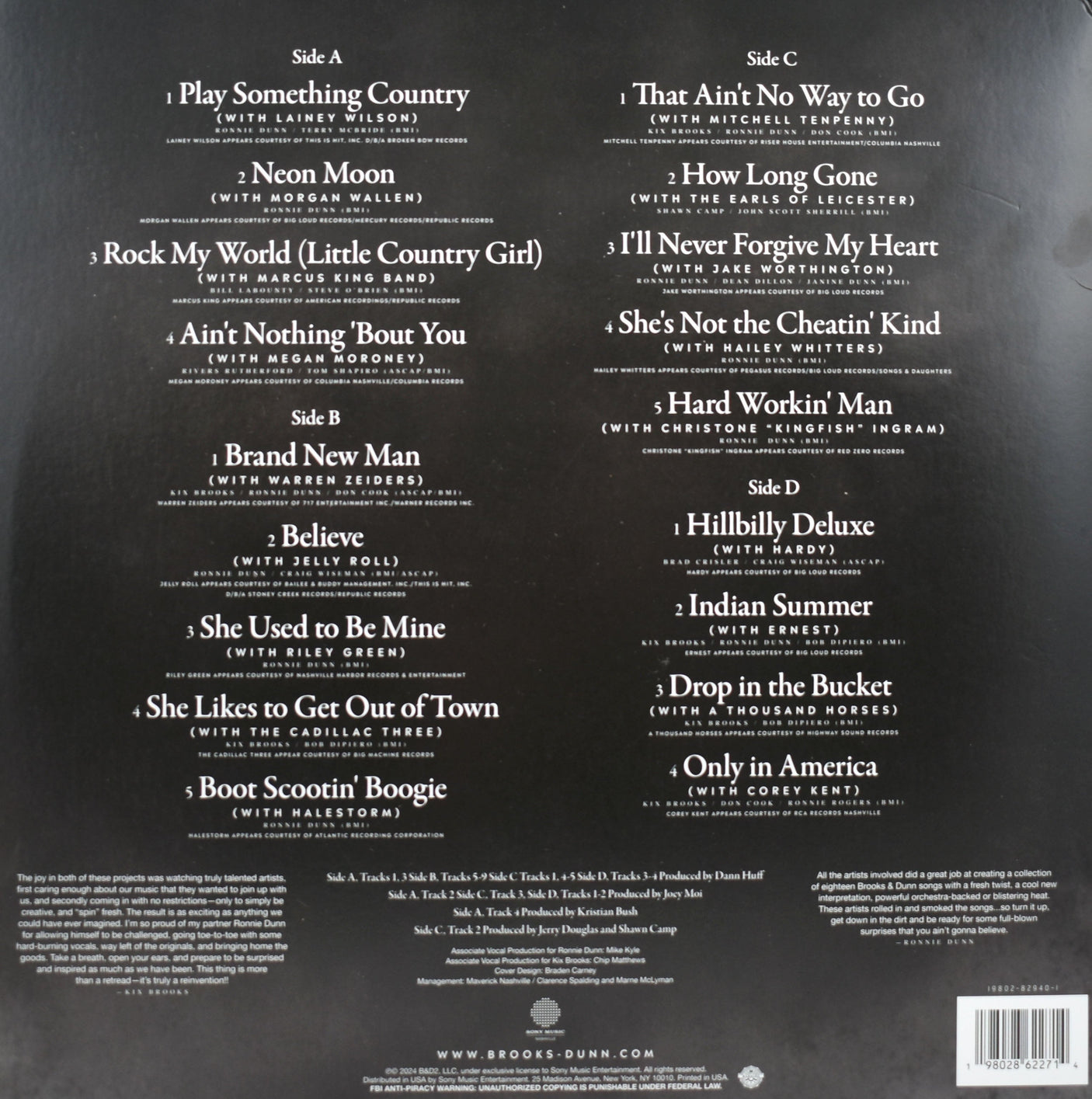 Kix Brooks & Ronnie Dunn Brooks & Dunn Signed Reboot Album Cover W/Vinyl Beckett