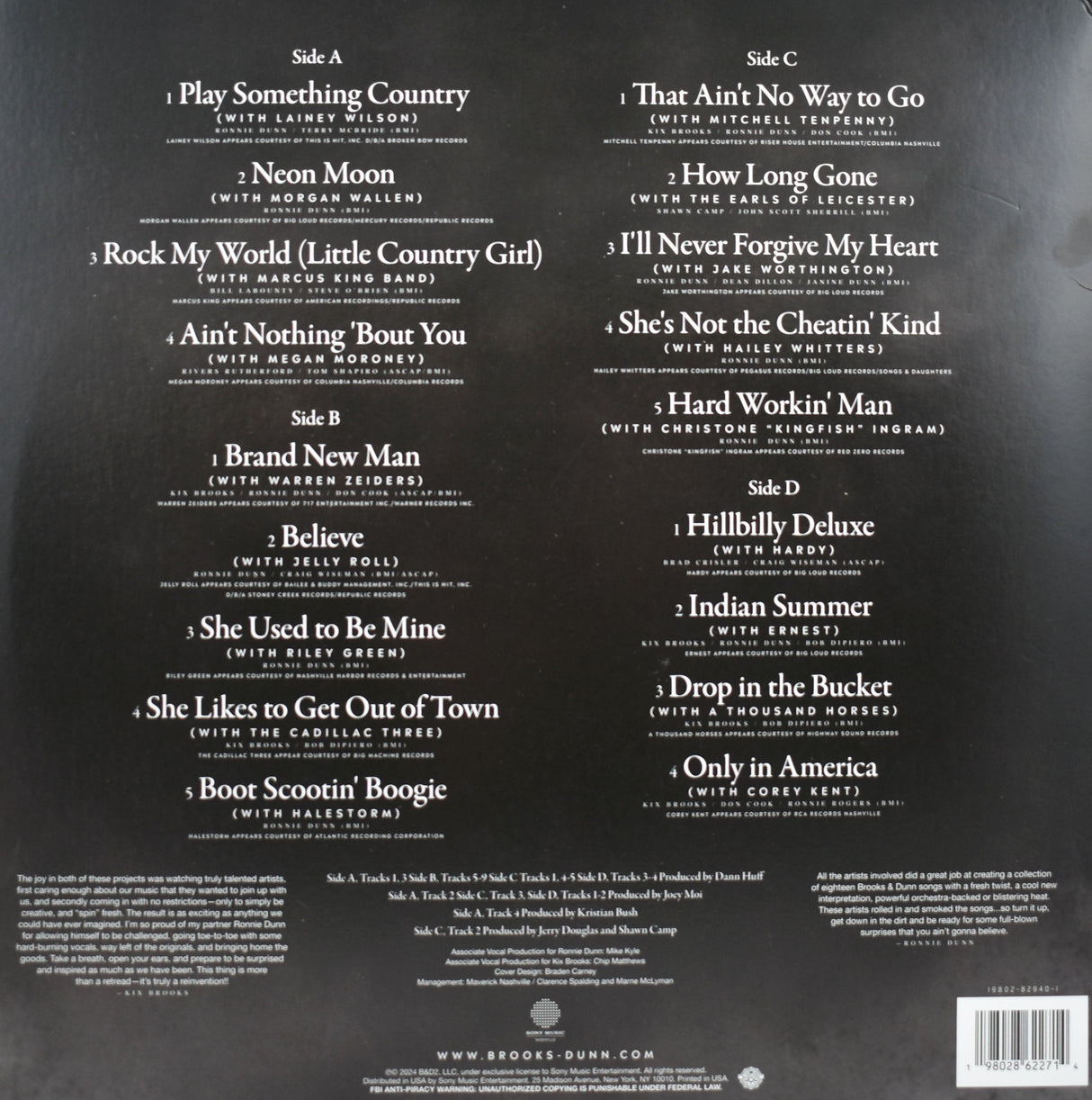 Kix Brooks & Ronnie Dunn Brooks & Dunn Signed Reboot Album Cover W/Vinyl Beckett