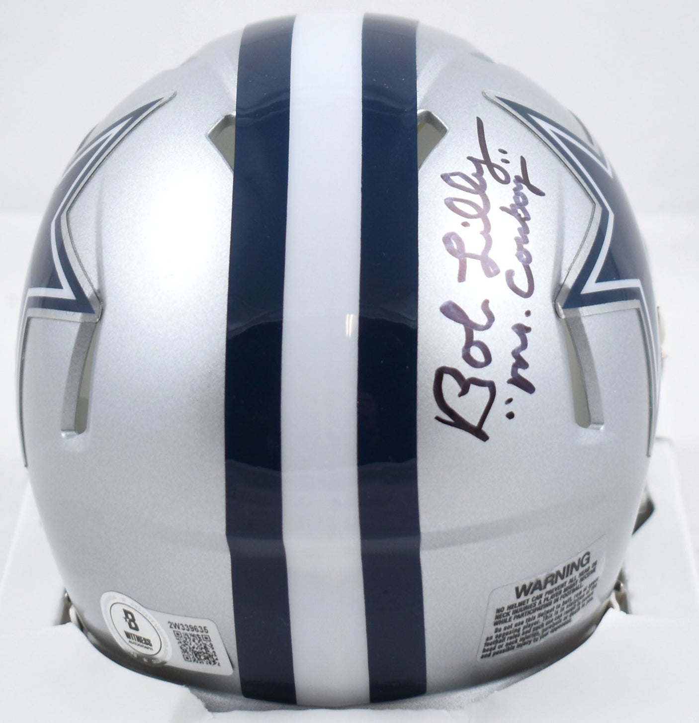 Bob Lilly Autographed Cowboys Speed Mini Helmet Mr. Cowboy - Beckett W Hologram