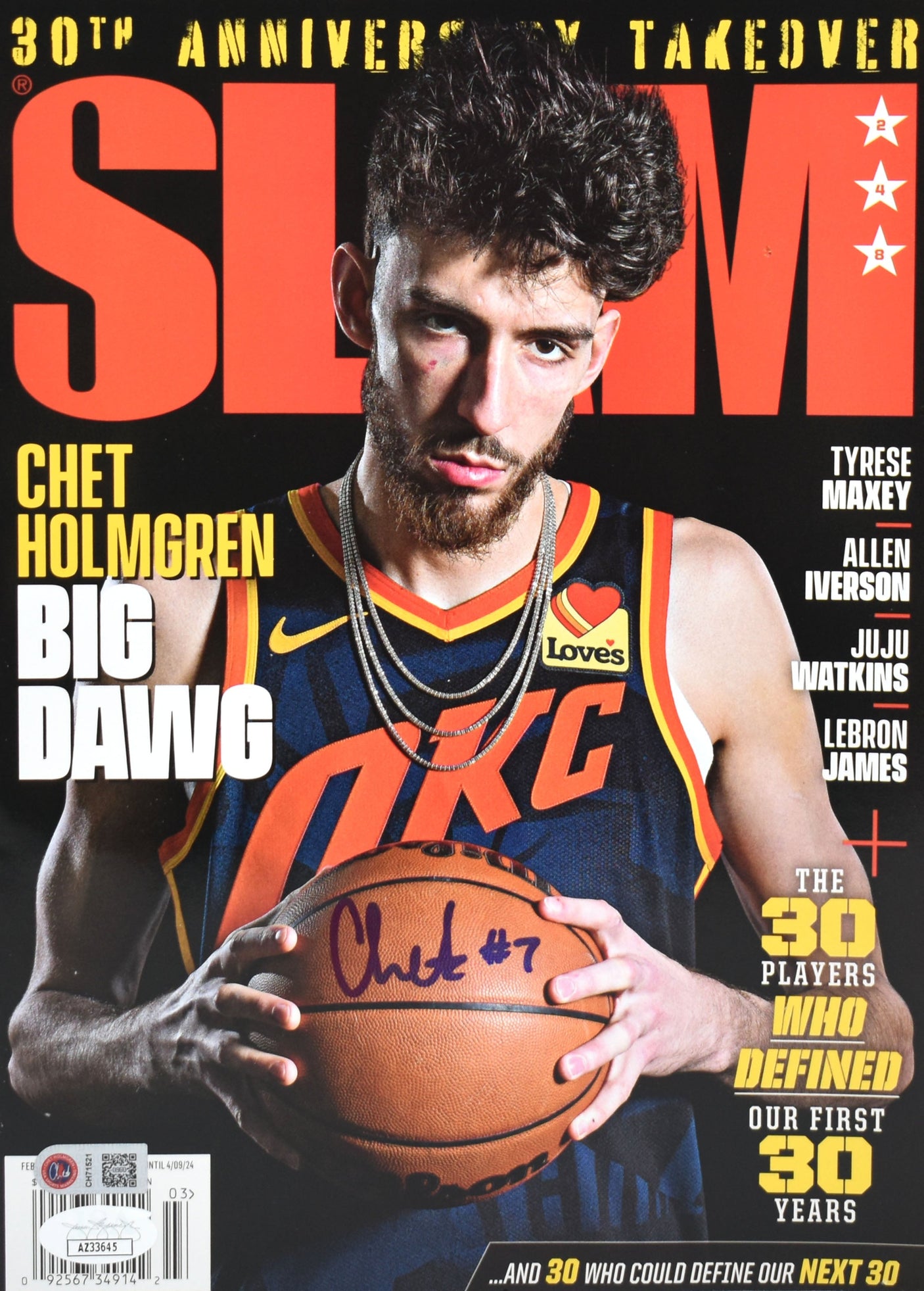 Chet Holmgren Autographed Oklahoma City Thunder SLAM Magazine - JSA *Blue