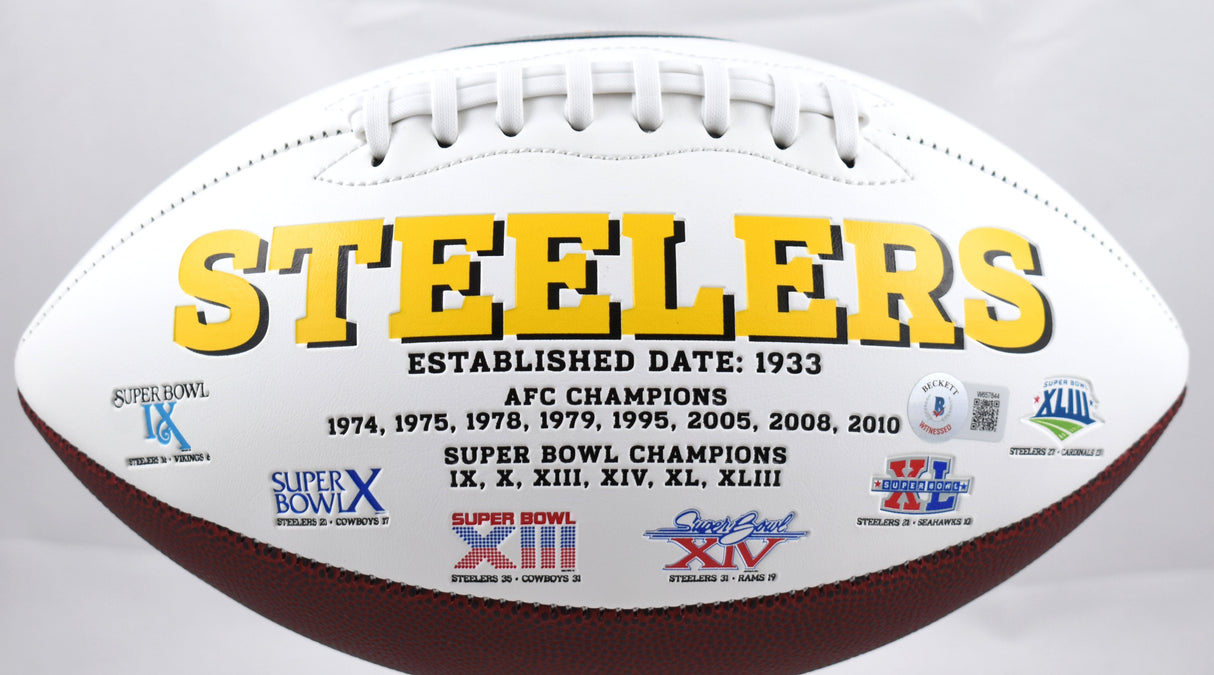 Hines Ward Autographed Pittsburgh Steelers Logo Football - Beckett W Hologram