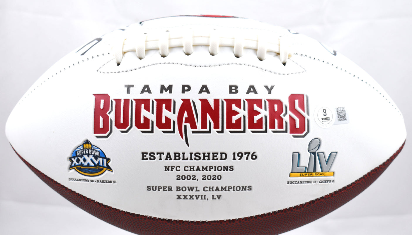 Warren Sapp Autographed Tampa Bay Buccaneers Logo Football HOF - Beckett W Holo