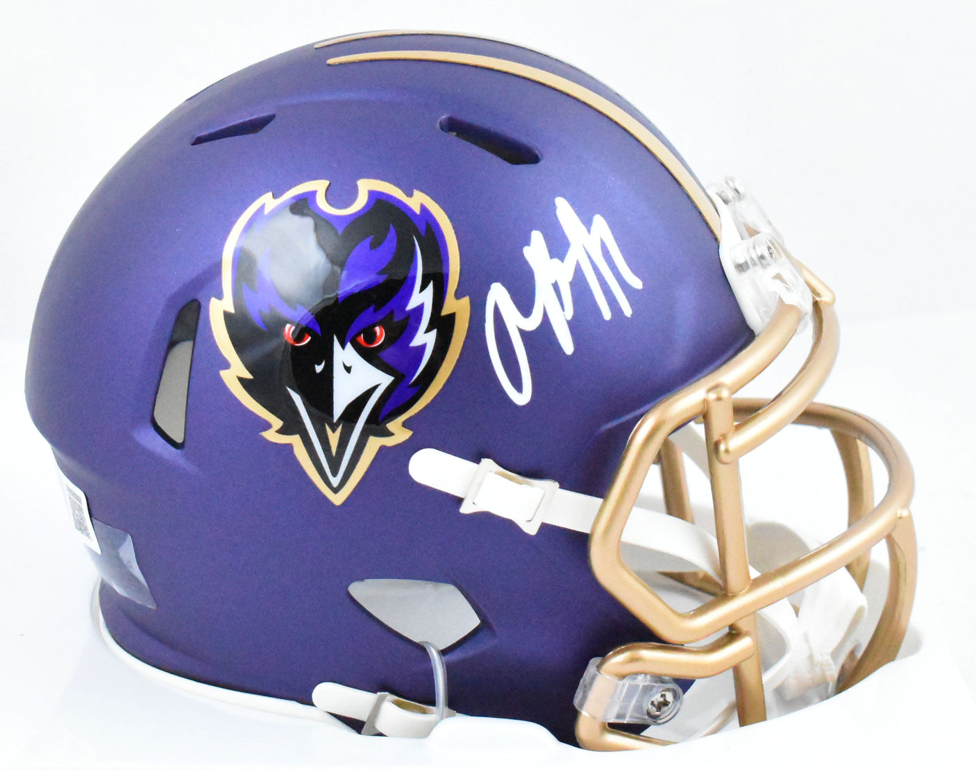 Rashod Bateman Autographed Ravens ALT 24 Speed Mini Helmet - Beckett W Hologram