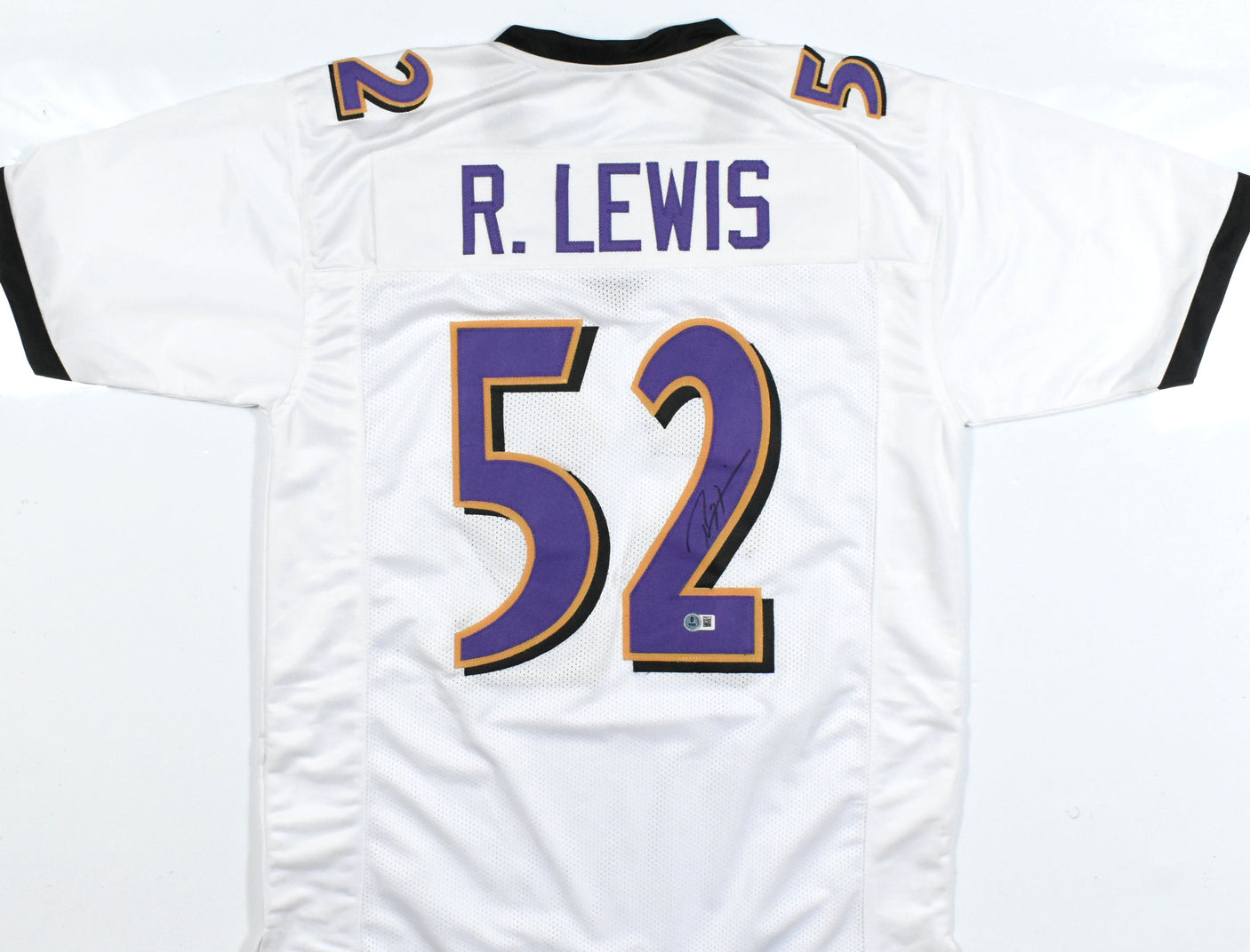 Ray Lewis Autographed White Pro Style Jersey - Beckett W Hologram *Black