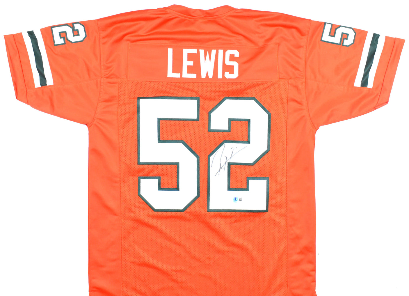 Ray Lewis Autographed Orange College Style Jersey - Beckett W Hologram *Black