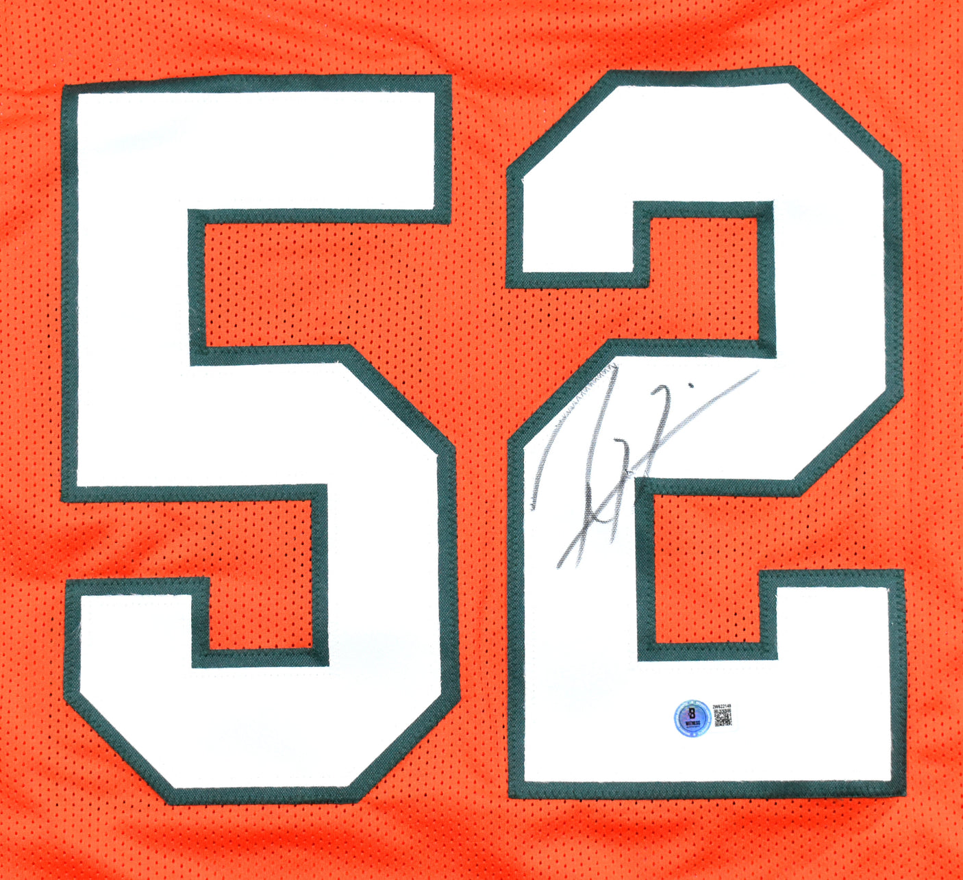 Ray Lewis Autographed Orange College Style Jersey - Beckett W Hologram *Black