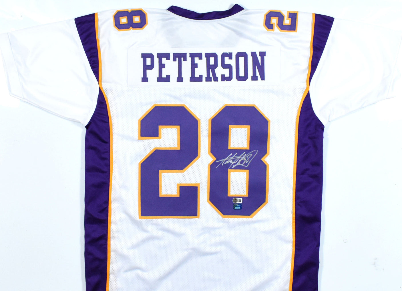 Adrian Peterson Autographed White Pro Style Jersey - Beckett W Hologram *8