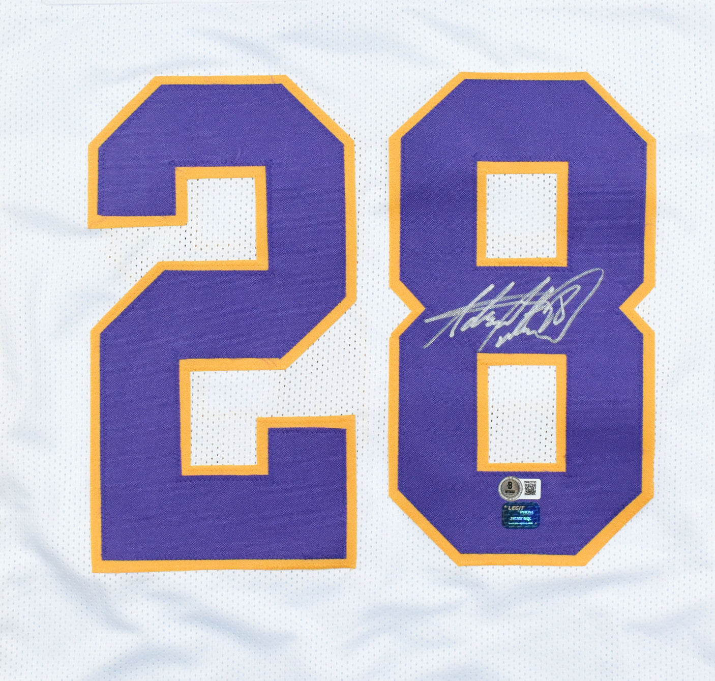 Adrian Peterson Autographed White Pro Style Jersey - Beckett W Hologram *8