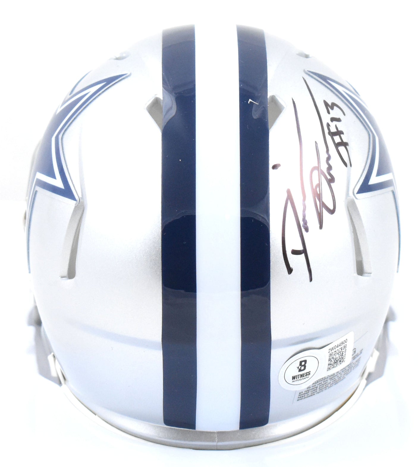 DeMarvion Overshown Autographed Dallas Cowboys Speed Mini Helmet- Beckett W Holo