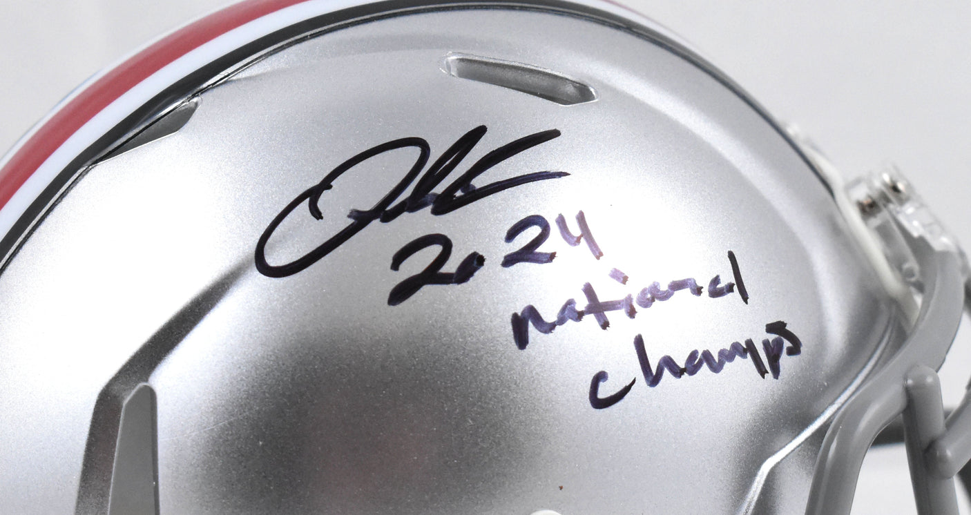 Quinshon Judkins Signed Ohio State Speed Mini Helmet 24 Natl Champs - Beckett W