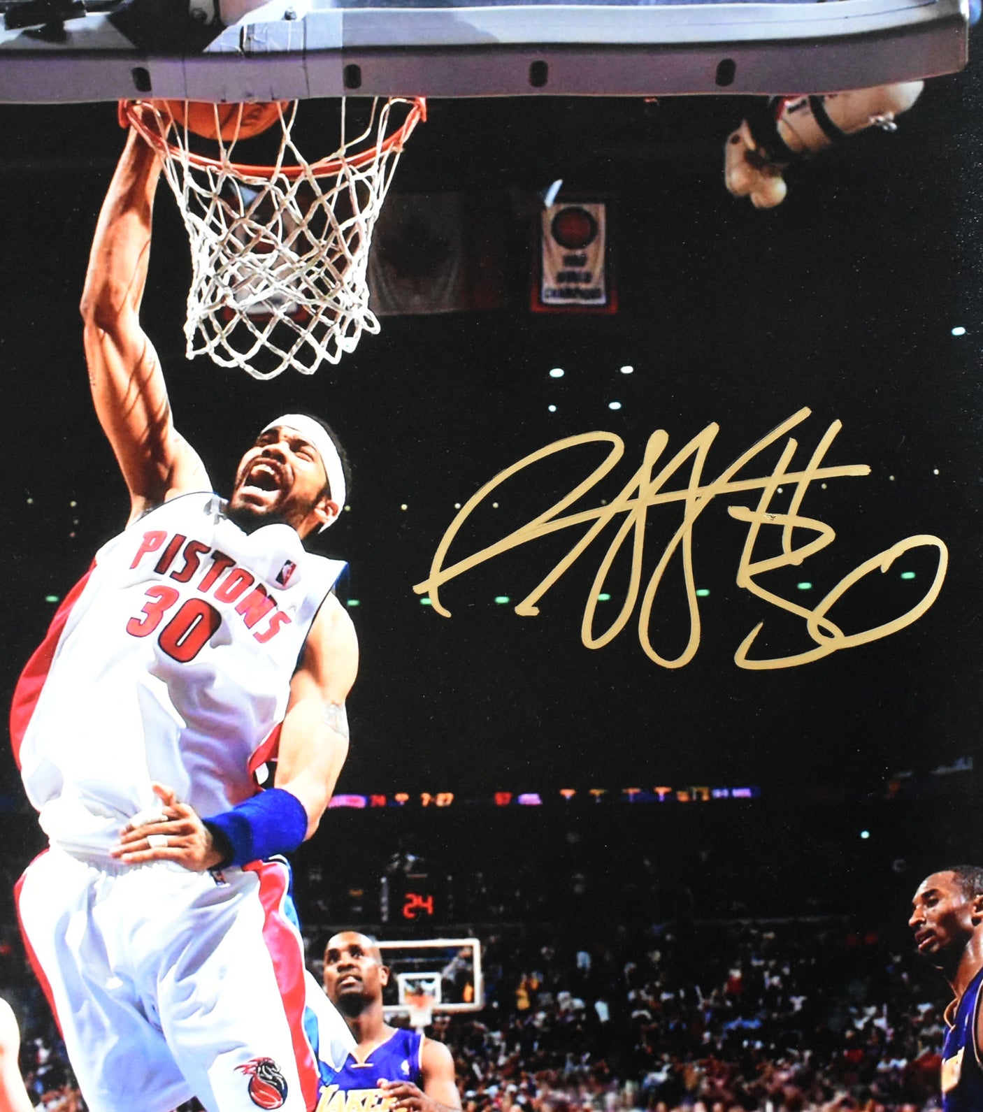 Rasheed Wallace Autographed Detroit Pistons 16x20 Dunk Photo Beckett W Hologram