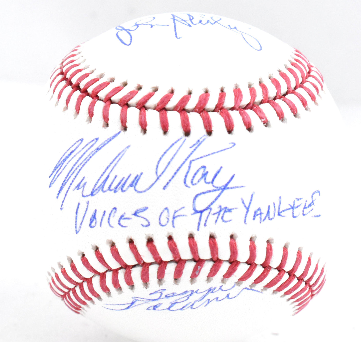 Michael Kay John Sterling Suzyn Waldman Signed Rawlings OML Baseball Beckett W