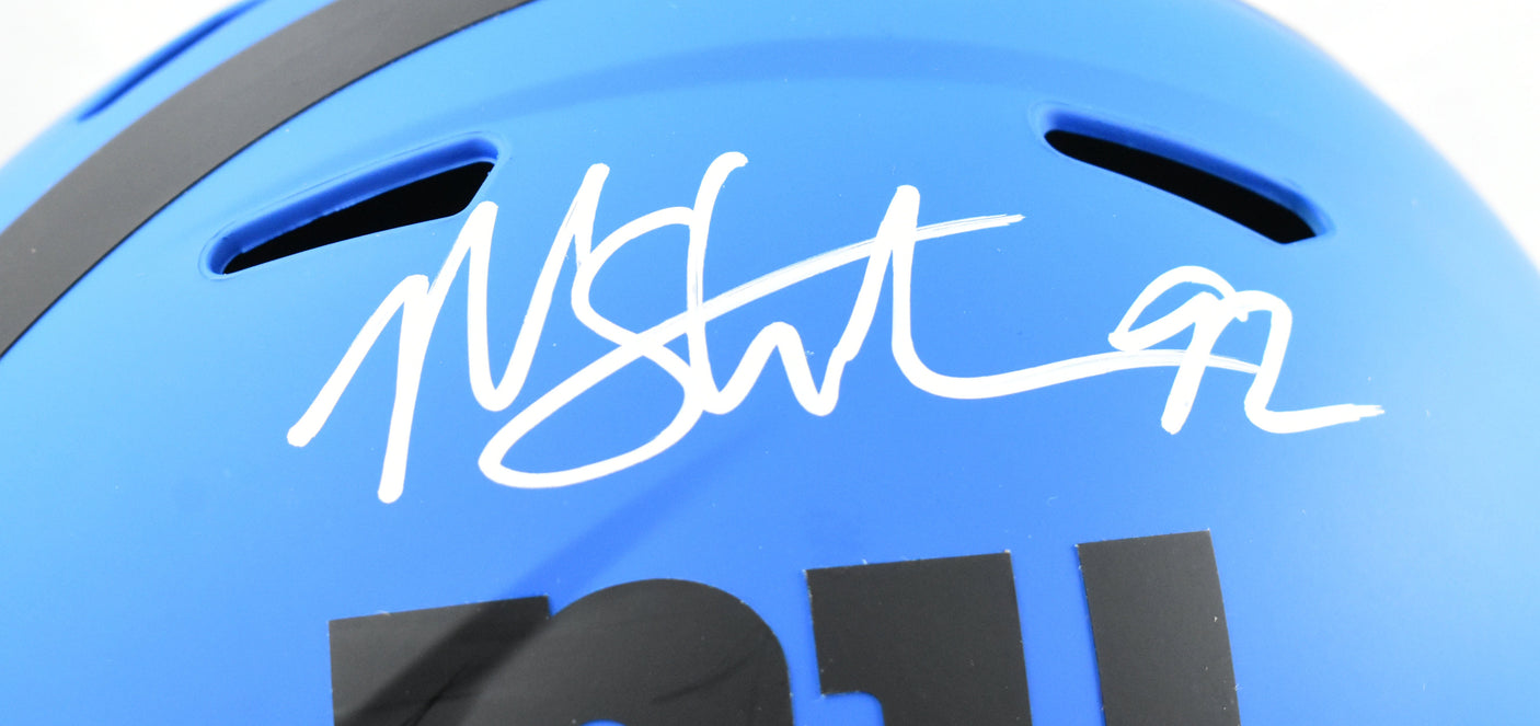 Michael Strahan Autographed Giants F/S Rave Speed Helmet - Beckett W Hologram