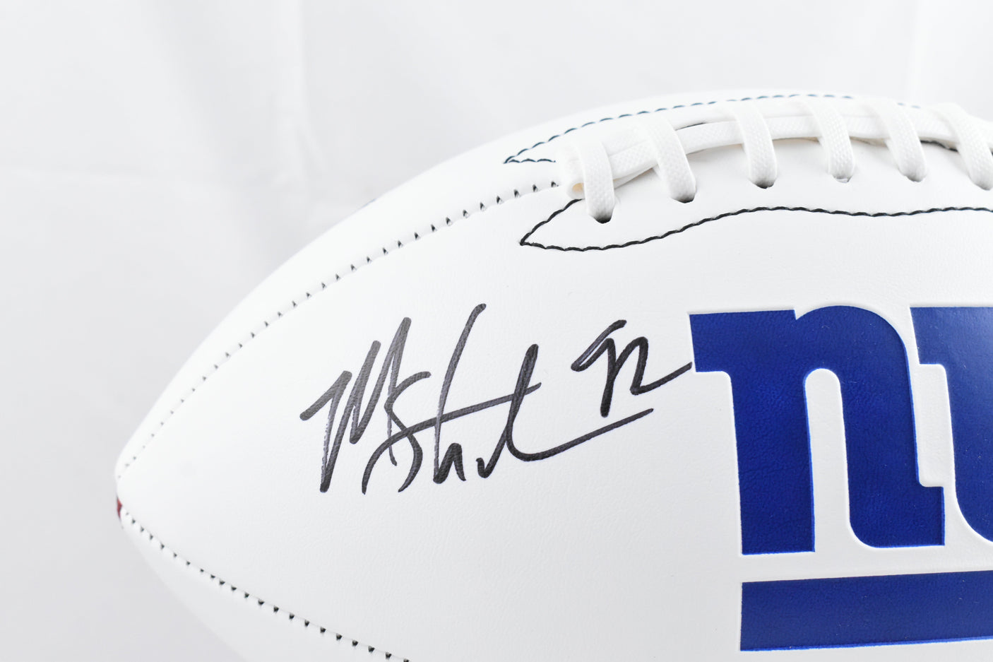 Michael Strahan Autographed New York Giants Logo Football HOF Beckett W Hologram