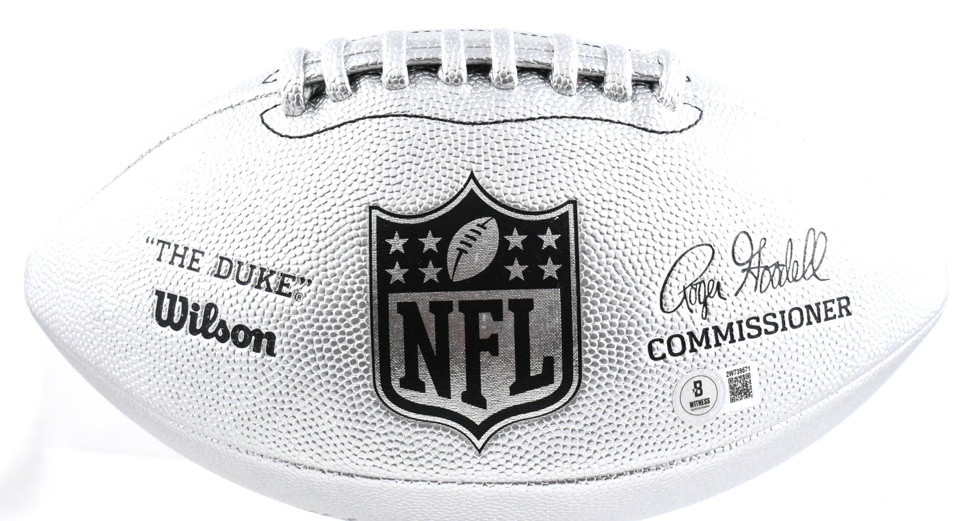 Michael Strahan Autographed Giants Replica Silver Duke Football Beckett W Holo