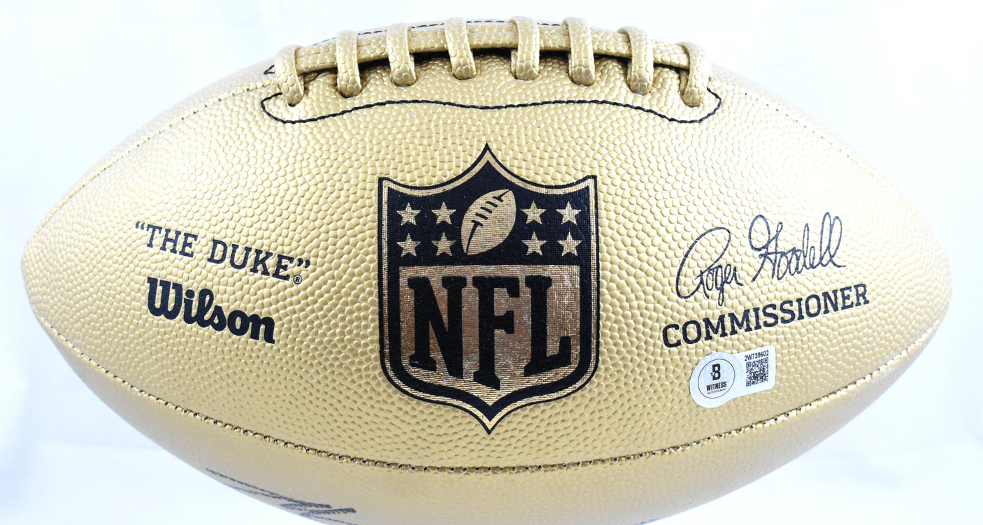 Michael Strahan Autographed Giants Replica Gold Duke Football Beckett W Hologram