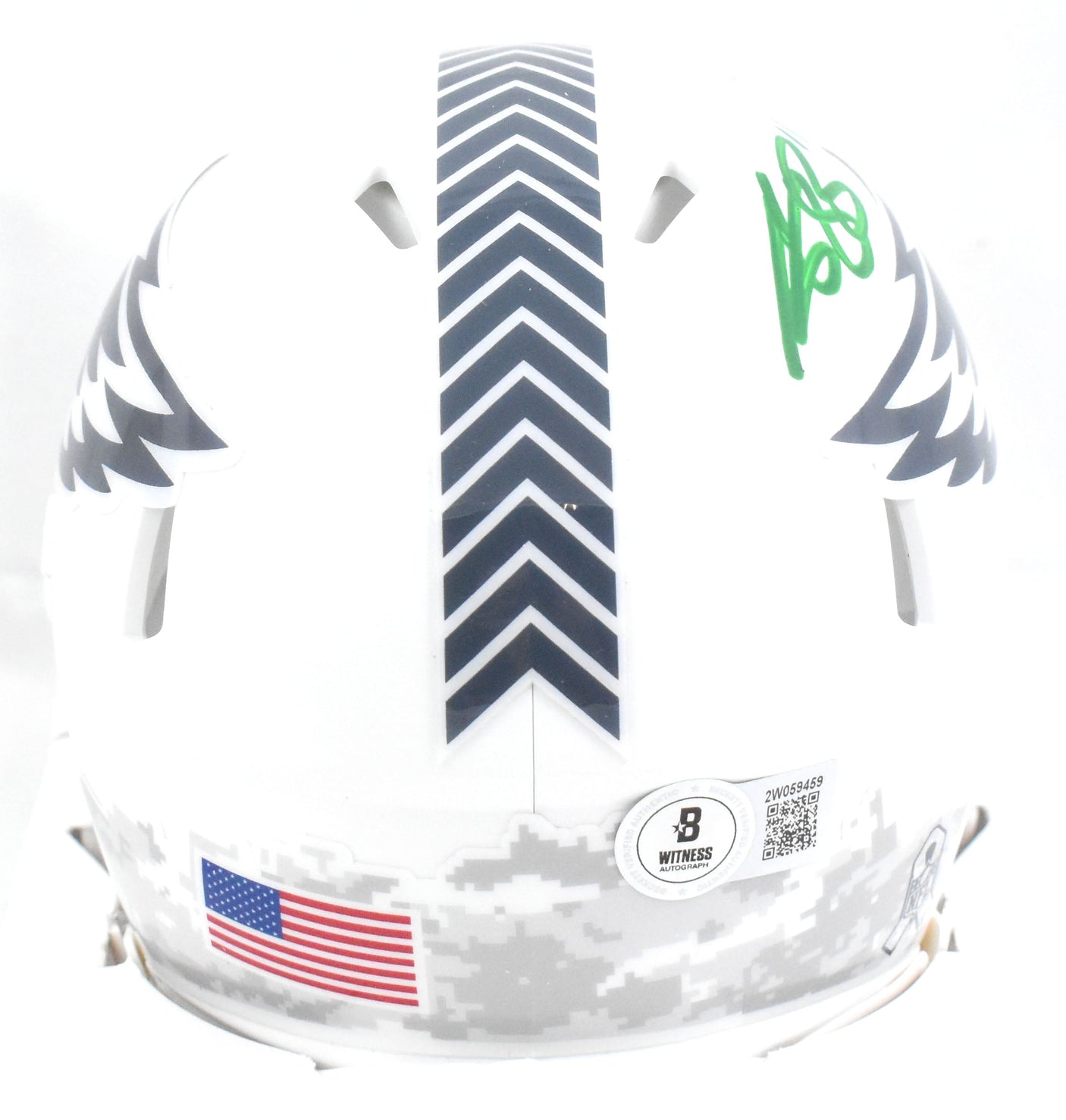 A.J. Brown Autographed Eagles Salute 2024 Speed Mini Helmet-Beckett W Hologram