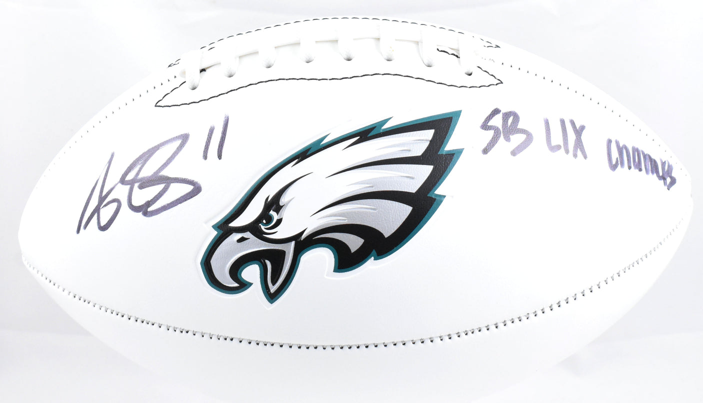 A.J. Brown Autographed Philadelphia Eagles Logo Football SB Champs Beckett W Holo