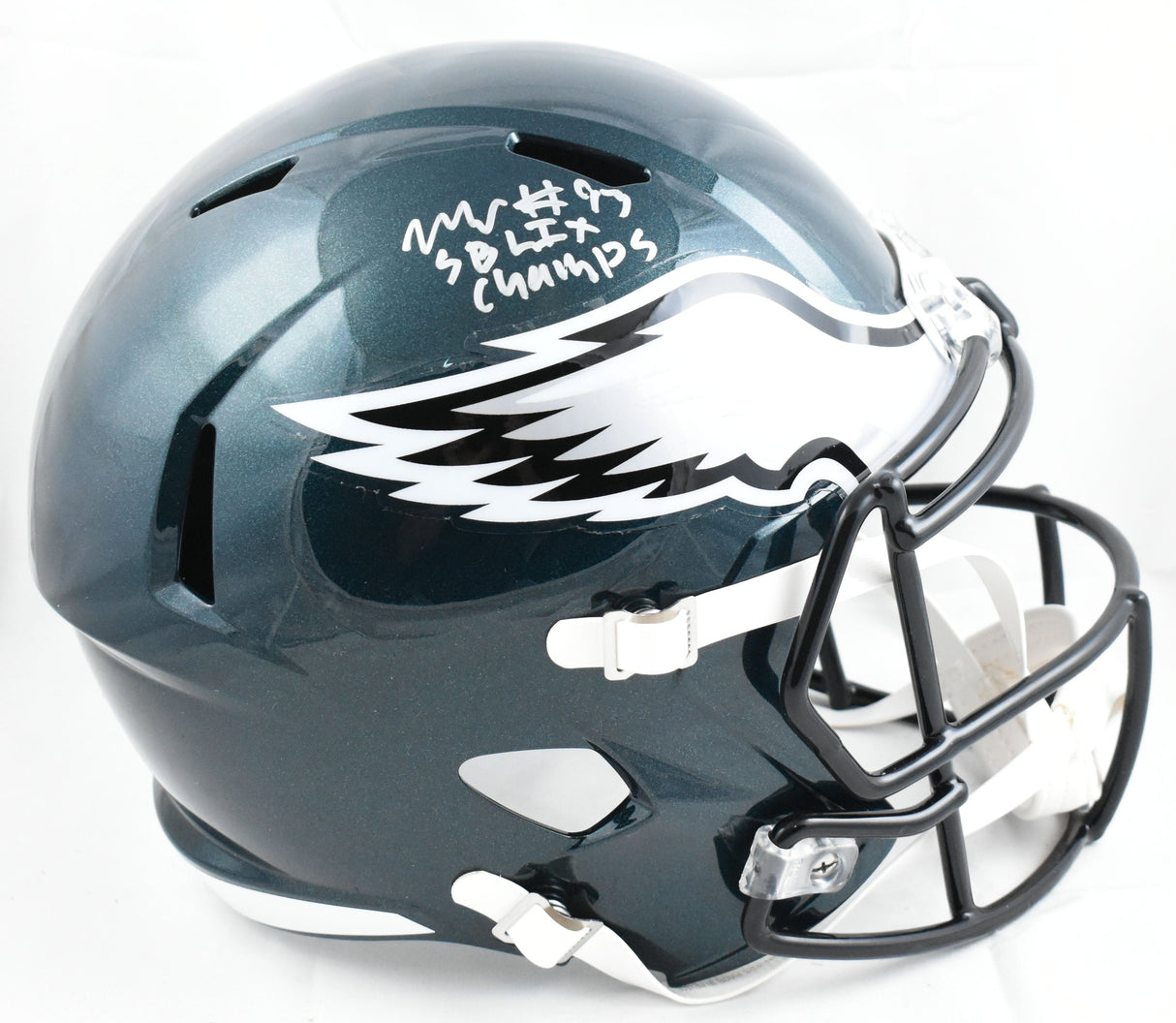 Milton Williams Autographed Eagles F/S Speed Helmet SB Champs - Beckett W Holo