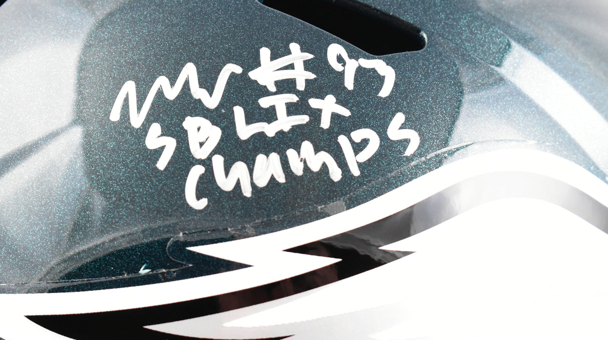 Milton Williams Autographed Eagles F/S Speed Helmet SB Champs - Beckett W Holo