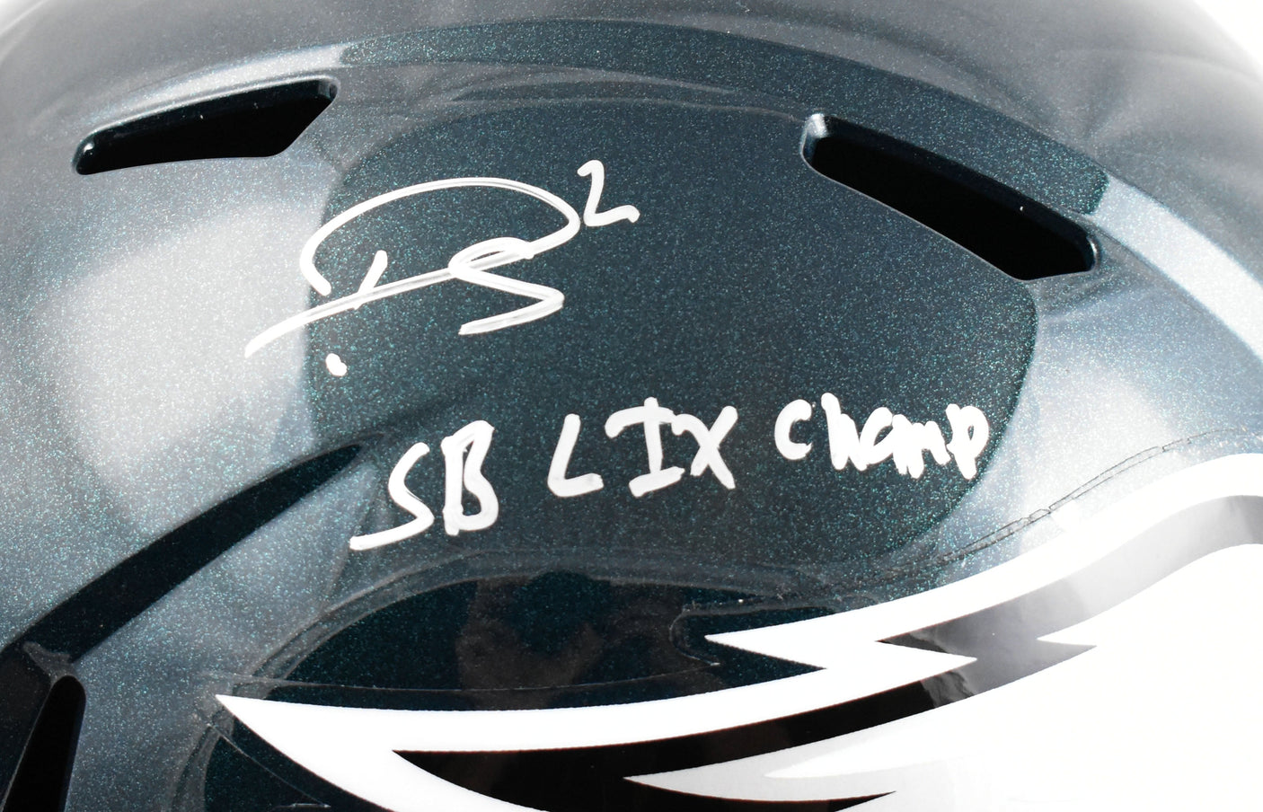 Darius Slay Autographed Eagles F/S Speed Helmet SB Champs - Beckett W Hologram