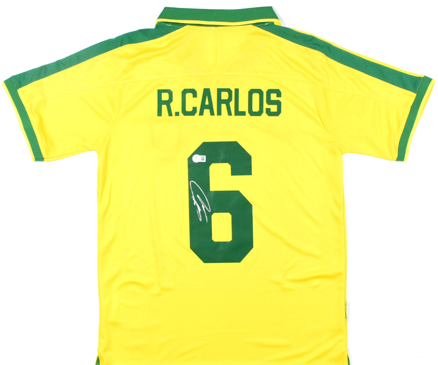 Roberto Carlos Signed Brazil FC Home Yellow Soccer Jersey #6 Beckett W Hologram