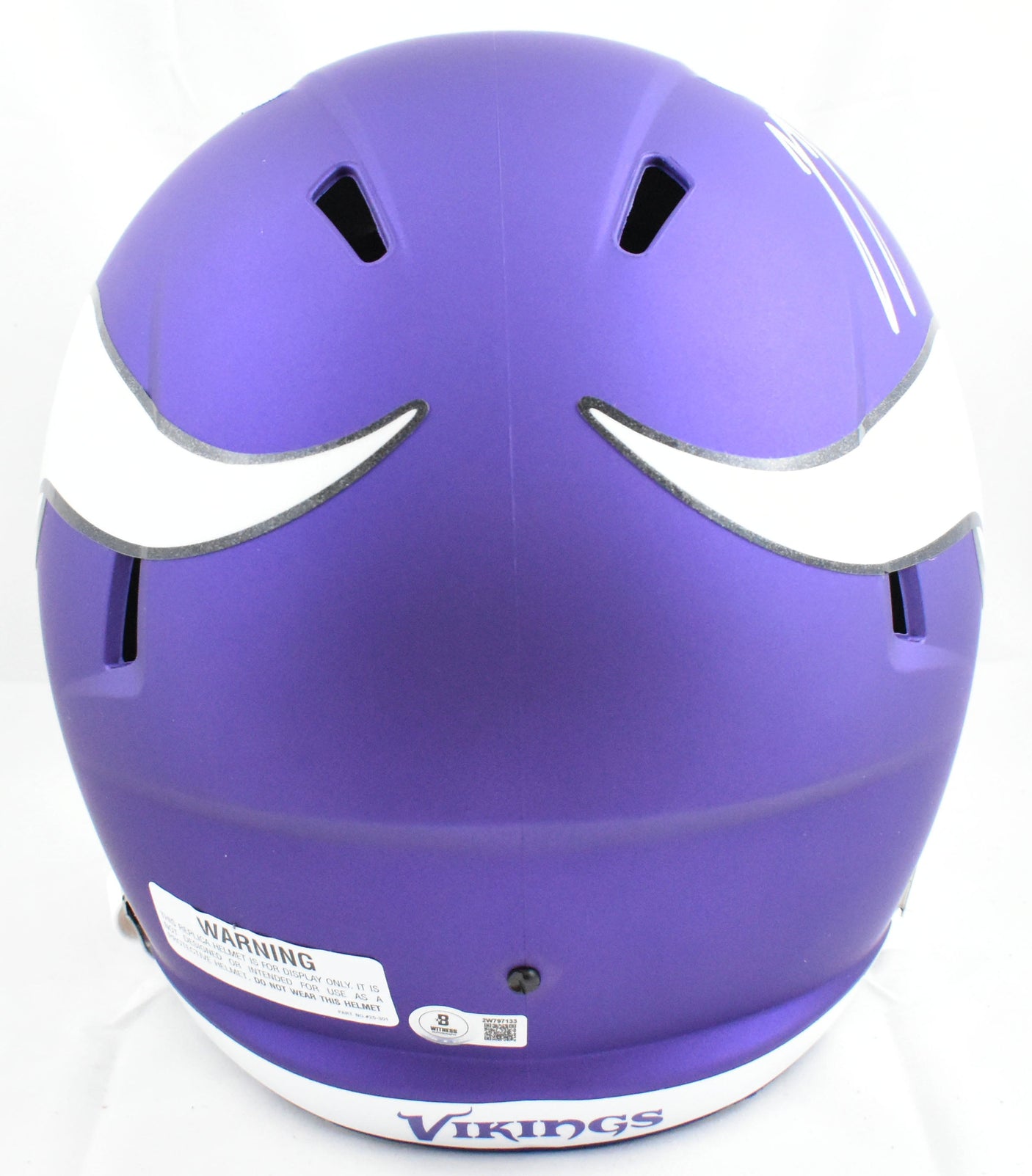 JJ McCarthy Autographed Vikings F/S Speed Helmet - Beckett W Hologram *White