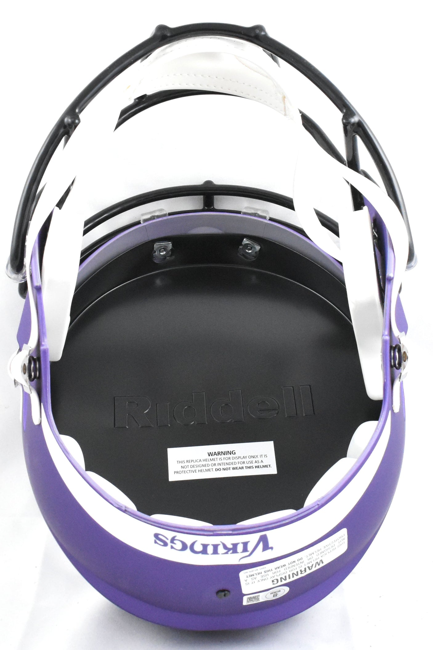 JJ McCarthy Autographed Vikings F/S Speed Helmet - Beckett W Hologram *Silver