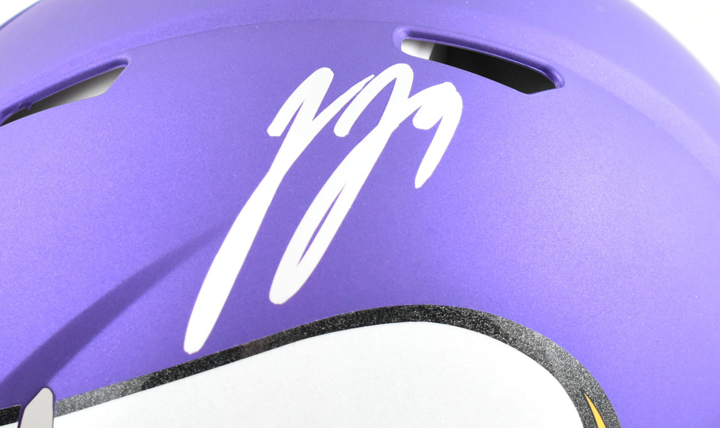 JJ McCarthy Autographed Vikings F/S Speed Authentic Helmet Beckett W Hologram