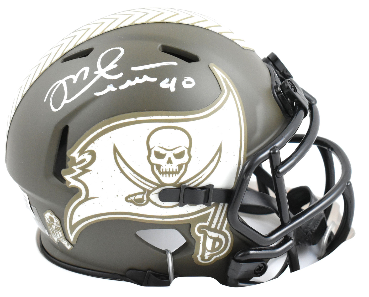 Mike Alstott Signed Buccaneers Salute Speed Mini Helmet- Beckett W Holo *White