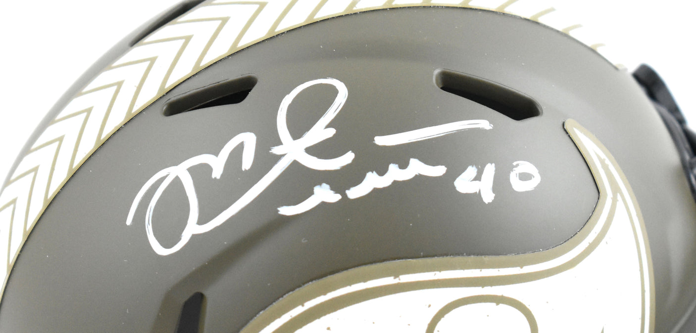 Mike Alstott Signed Buccaneers Salute Speed Mini Helmet- Beckett W Holo *White