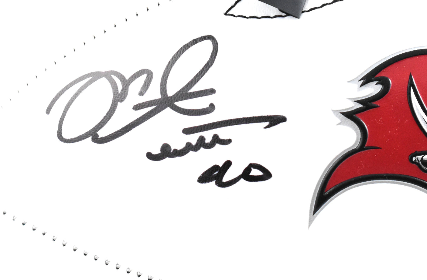 Mike Alstott Autographed Buccaneers Logo Football SB Champ A Train-BeckettW Holo