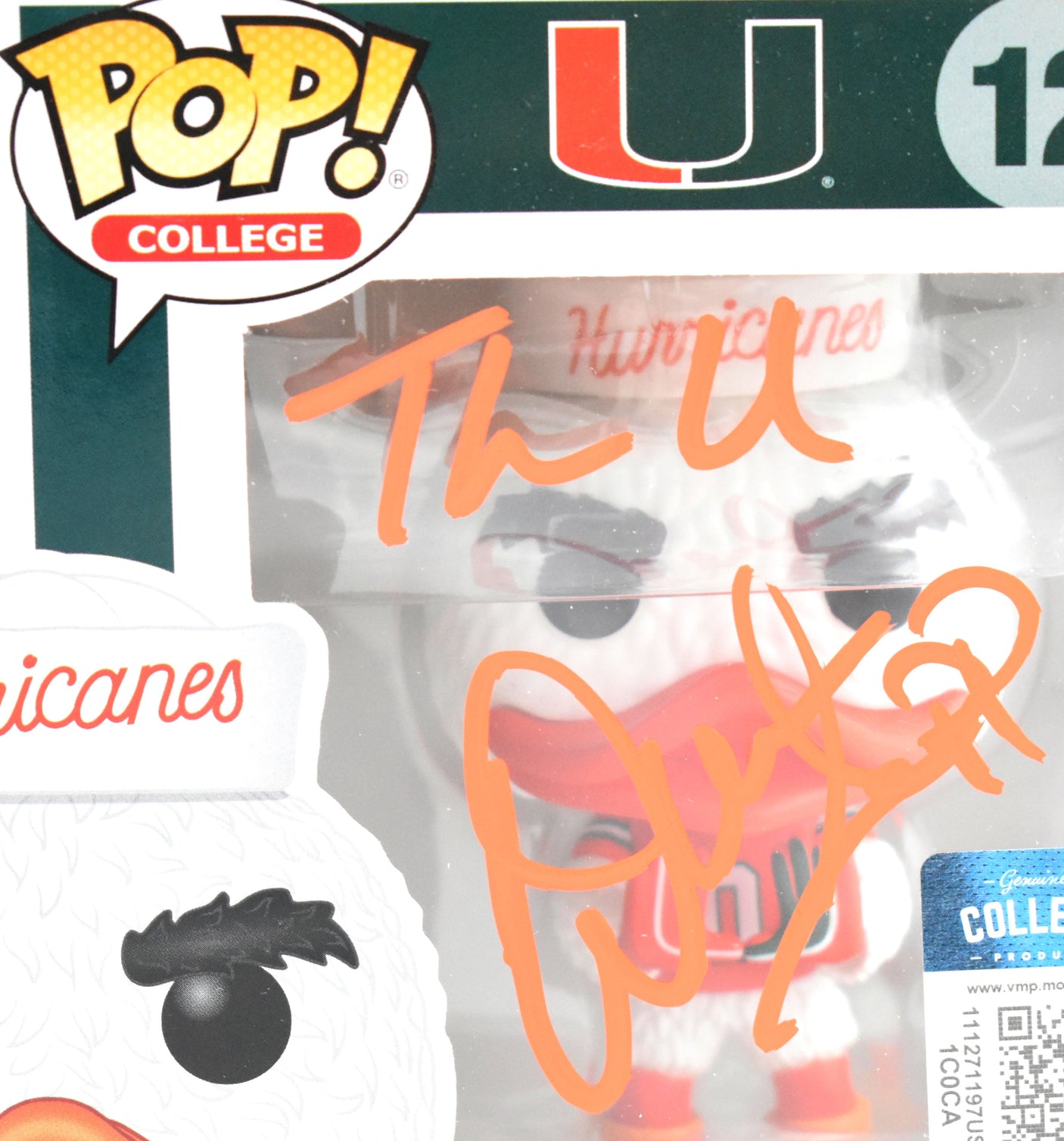 Warren Sapp Autographed Miami Hurricanes Funko Pop #12 The U - Beckett W Holo