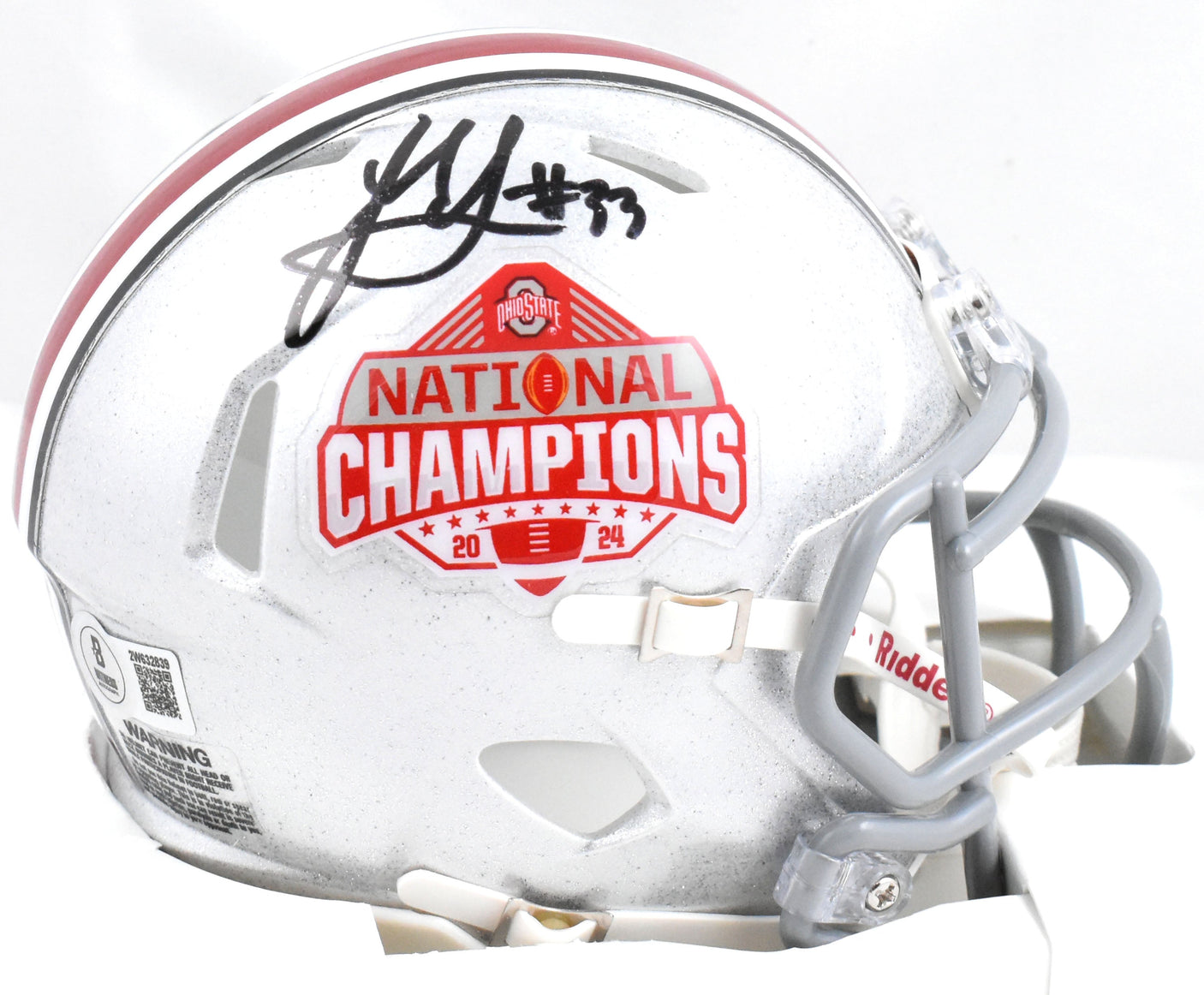 Jack Sawyer Signed Ohio State Buckeyes National Champs Mini Helmet - Beckett W
