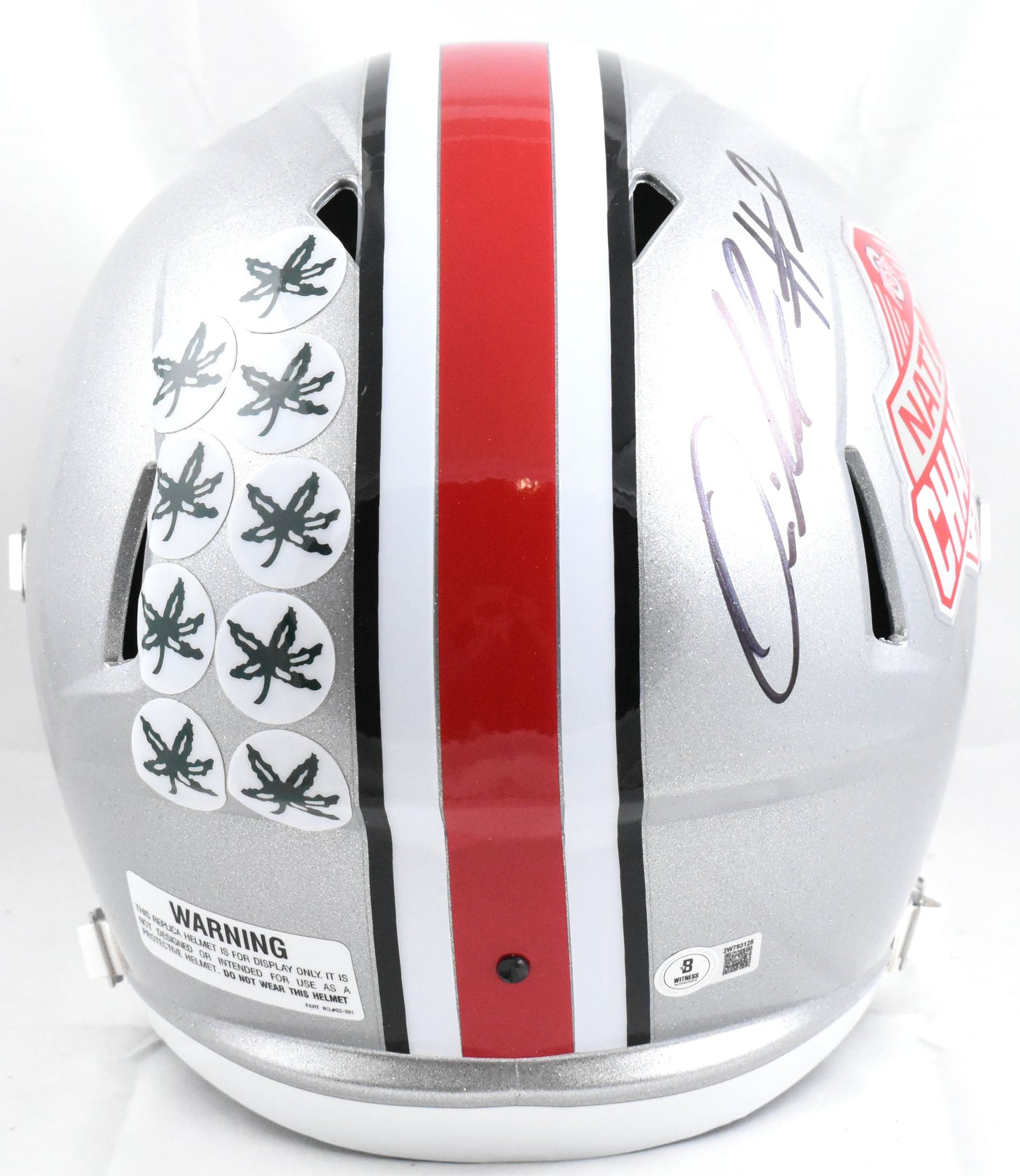 Quinshon Judkins Signed Ohio St. F/S Natl Champs Logo Speed Helmet - Beckett W