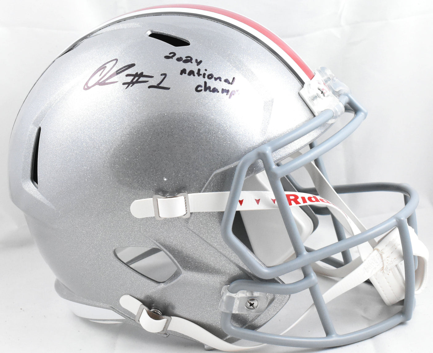 Quinshon Judkins Signed Ohio St. F/S Speed Helmet 24 Natl Champs- Beckett W Holo