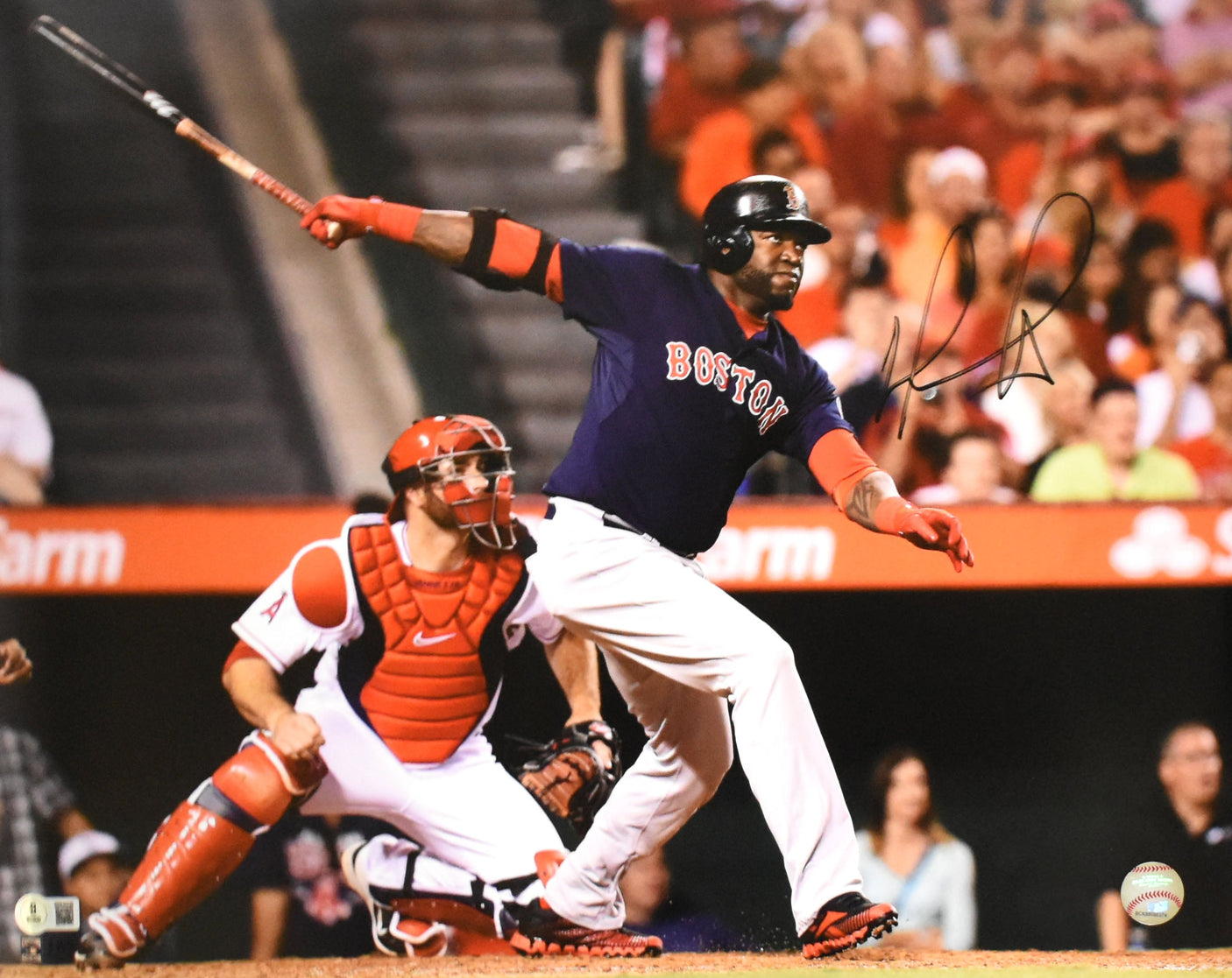 David Ortiz Autographed Boston Red Sox 16x20 Swing Photo - Beckett W Hologram