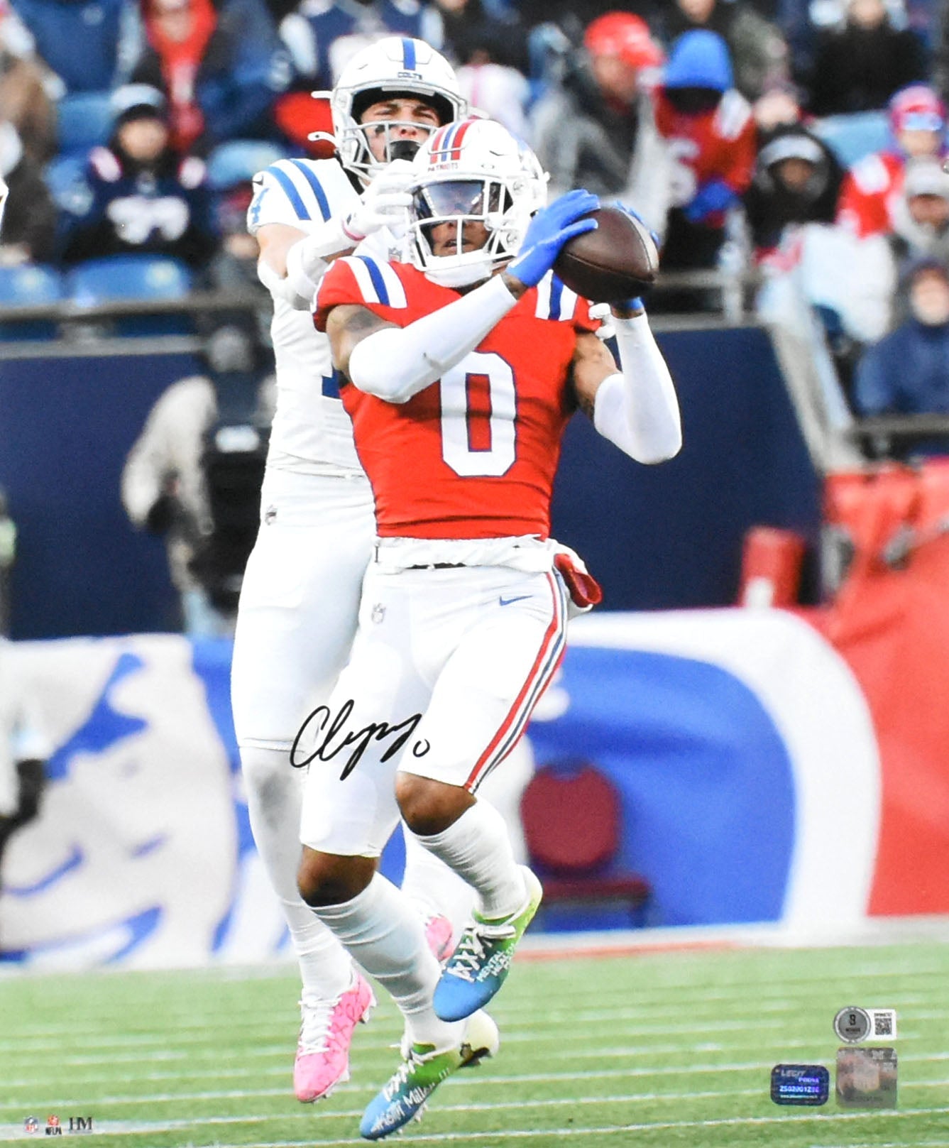 Christian Gonzalez Autographed Patriots 16x20 INT Photo - Beckett W Hologram