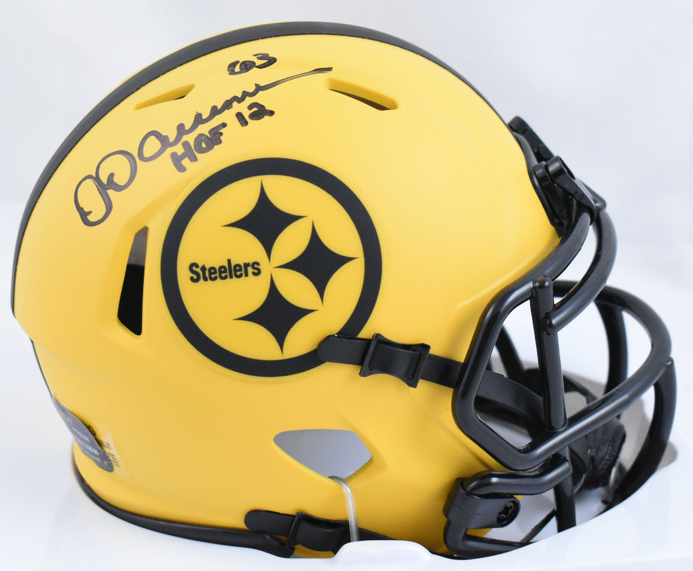 Dermontti Dawson Autographed Steelers Rave Speed Mini Helmet w/HOF - Prova