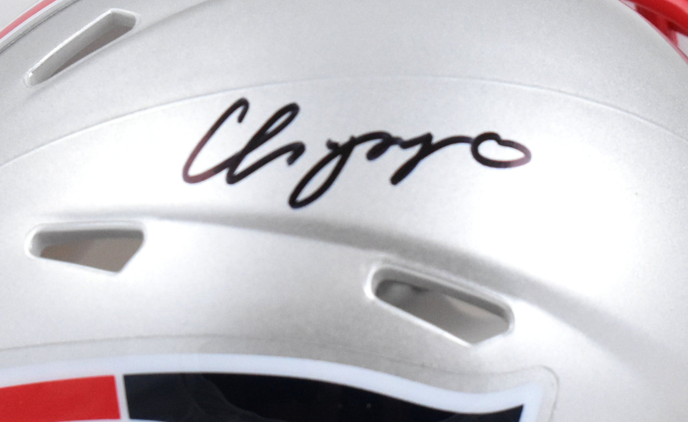 Christian Gonzalez Autographed Patriots Speed Mini Helmet - Beckett W Hologram