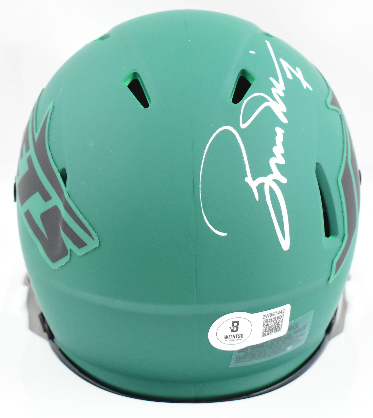 Boomer Esiason Autographed Jets Rave Speed Mini Helmet - Beckett W Hologram