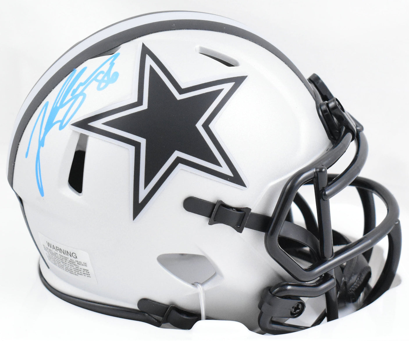 Luke Schoonmaker Autographed Dallas Cowboys Rave Speed Mini Helmet - Prova *Blue