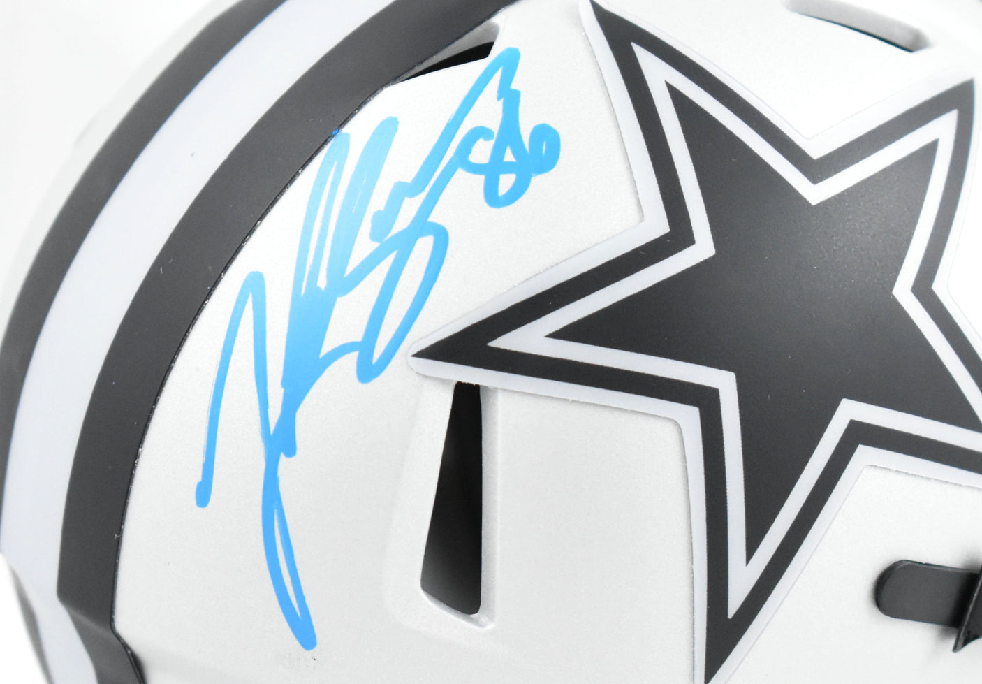 Luke Schoonmaker Autographed Dallas Cowboys Rave Speed Mini Helmet - Prova *Blue