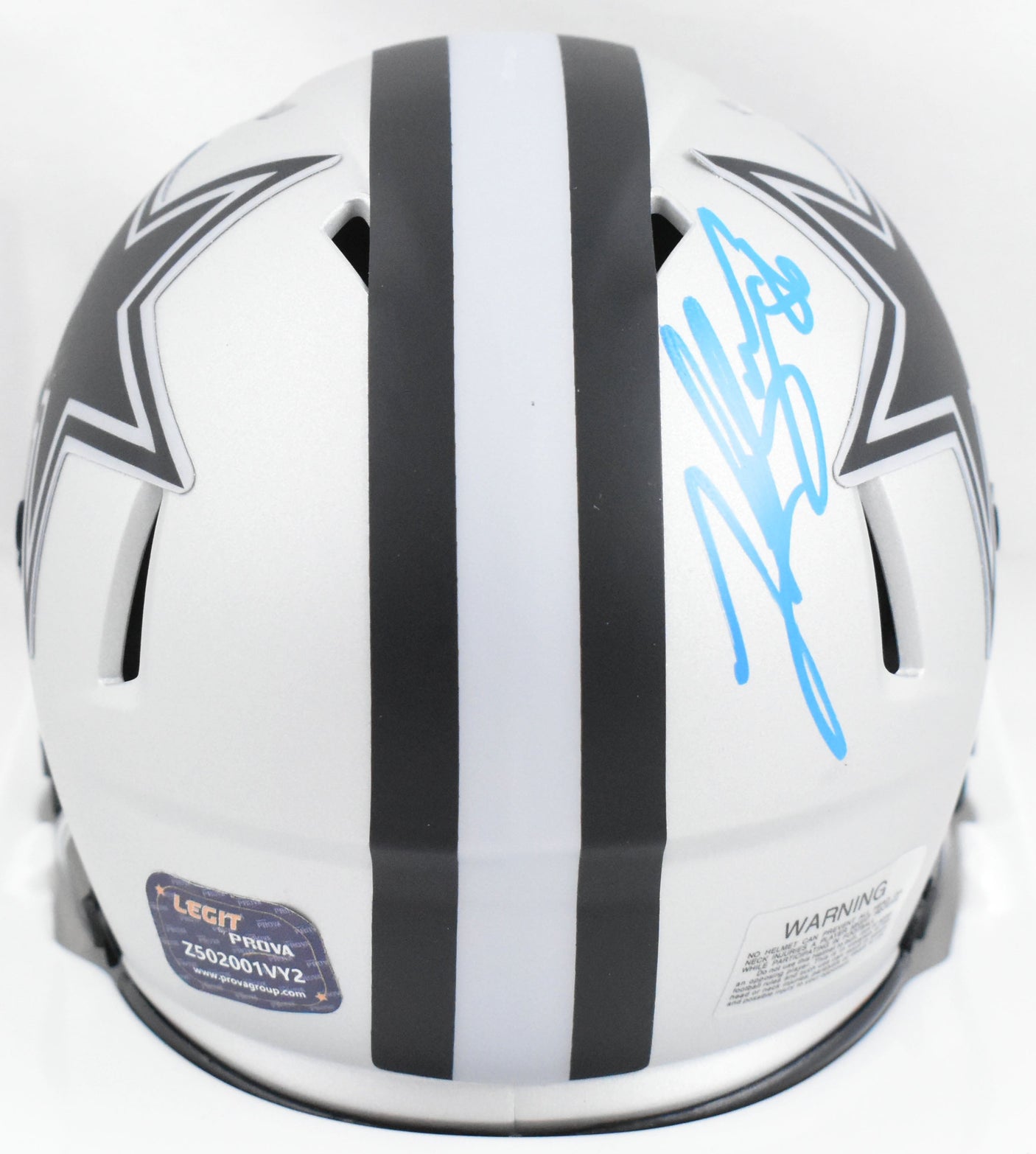 Luke Schoonmaker Autographed Dallas Cowboys Rave Speed Mini Helmet - Prova *Blue